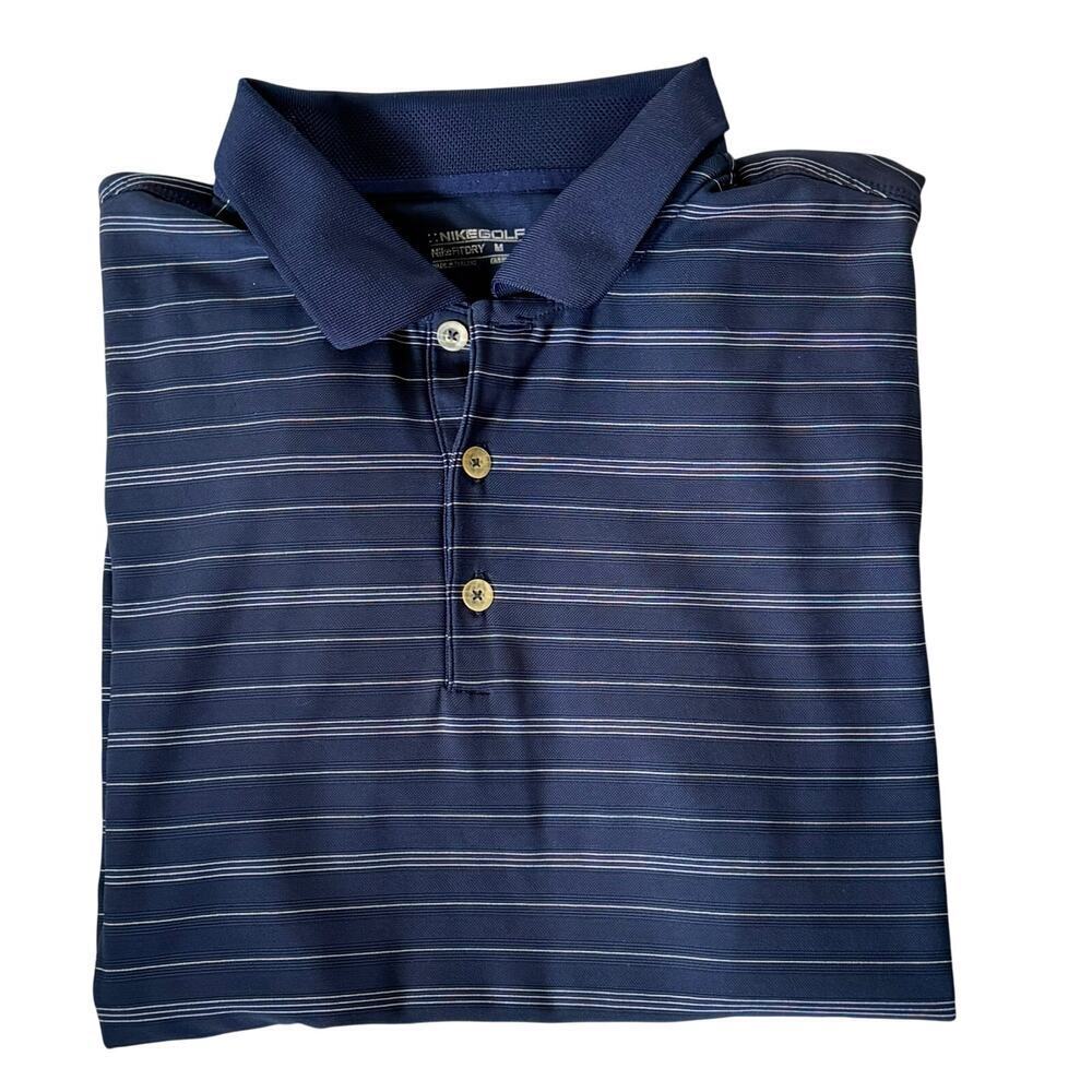 Nike Golf Fit Dry Navy Polo Top Athletic Golf Shirt Men's SZ M